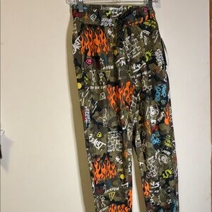 Fresh Multicolor Graffiti Print Joggers